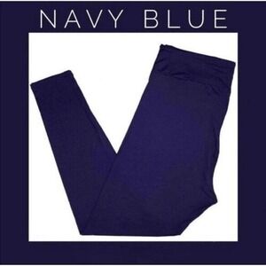 LuLaRoe Womens Leggings Size TC2 Solid Navy Blue Plus 18+ NWT